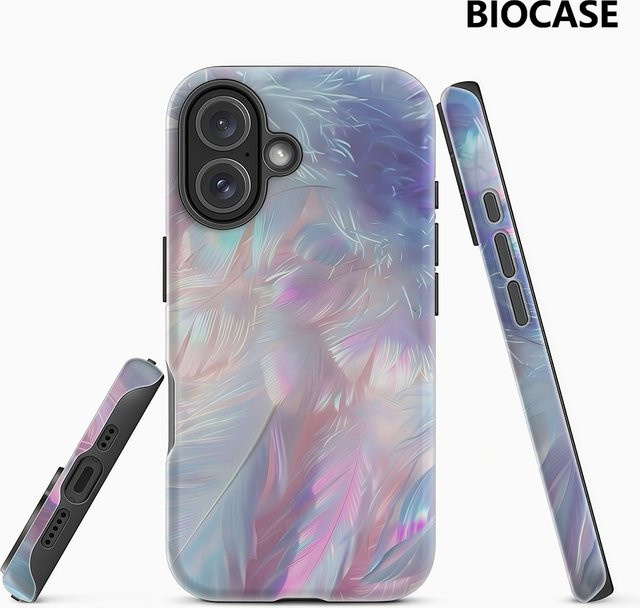 Schillernde Federn Handyhülle für Apple iPhone 17 16 15 14 13 12 11 Pro Max Plus mit doppelschichtiger Rückseite in Multicolour - Bild 1
