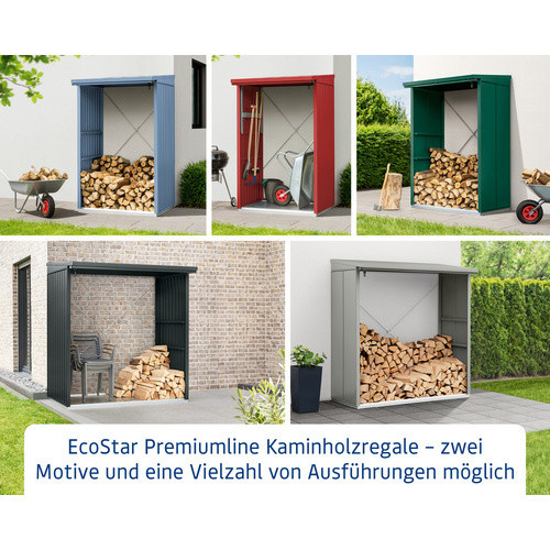 Ecostar Kaminholzregal Elegant-V aus Metall in Grau, B/H/T: 112,7 x 198 x 102,5 cm - Bild 3