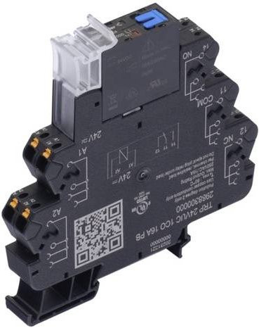 Weidmüller TRP 24VUC 1CO 16A PB Koppelrelais Schwarz 24V DC/AC 16A 1 Wechsler 5er Pack - Bild 1