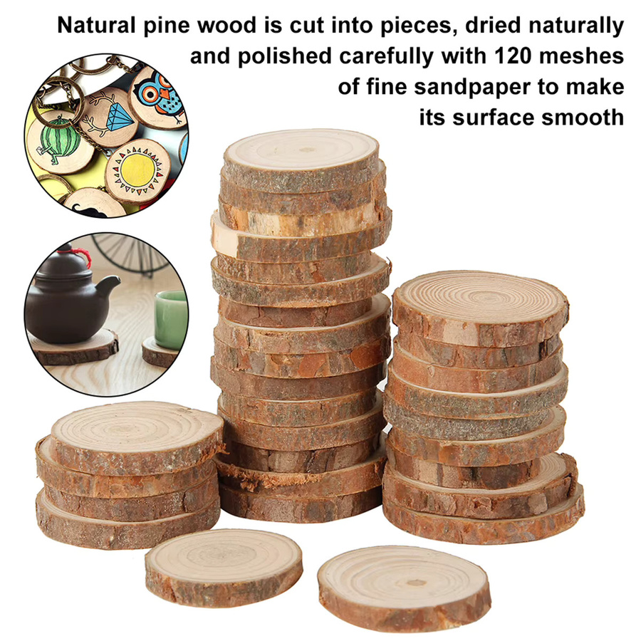 Runde Naturholzscheiben aus Holz in Braun für DIY-Bastelarbeiten und Dekorationen, Durchmesser: 4 cm - Bild 3