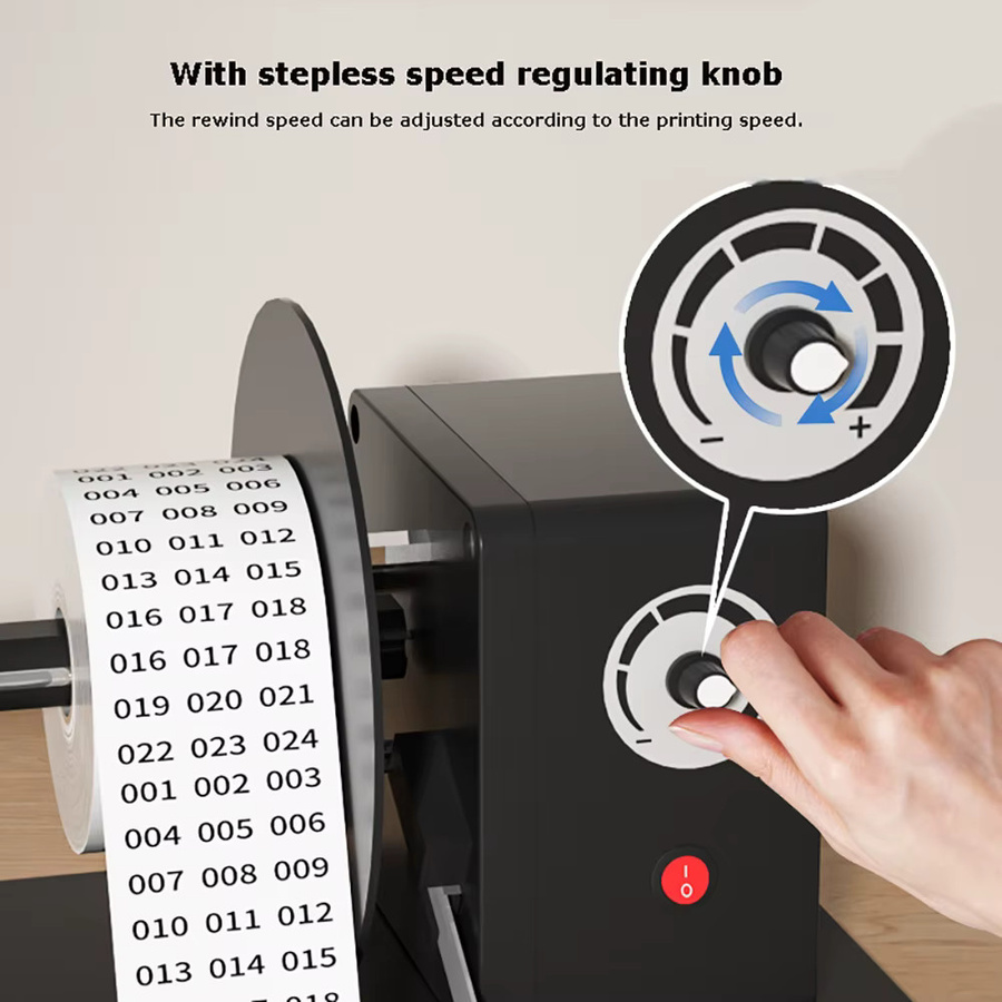 XMSJ Vollautomatischer Mini Etikettenaufwickler Desktop Etikettenwickler für selbstklebendes beschichtetes Papier in Schwarz - Bild 5