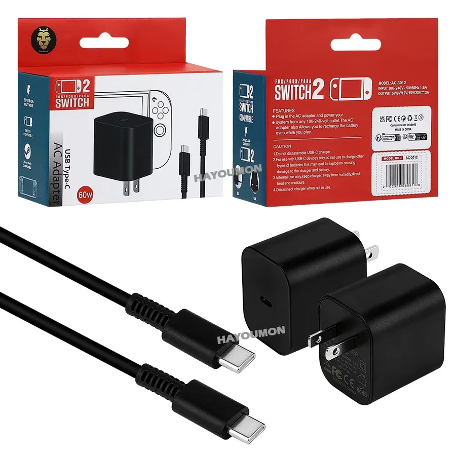 HeroAngel 60W USB-C Netzteil für Nintendo Switch, Schnellladegerät mit TV-Modus Unterstützung, Schwarz - Bild 2