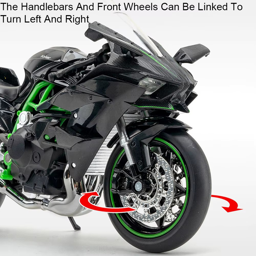 MAKEDA Kawasaki ZX-10R H2R Motorrad Modell, 1:12, Metall, mit Licht und Sound - Bild 3