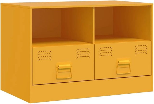 vidaXL TV-Schrank aus kaltgewalztem Stahl in Gelb, B/T/H: 67 x 39 x 44 cm - Bild 1