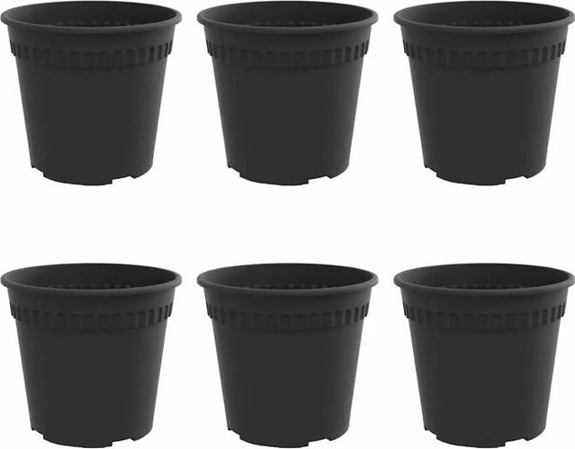 6er Set runde Blumentöpfe von vidaXL in Schwarz aus Kunststoff, Durchmesser: 17 cm, Höhe: 14 cm - Bild 1