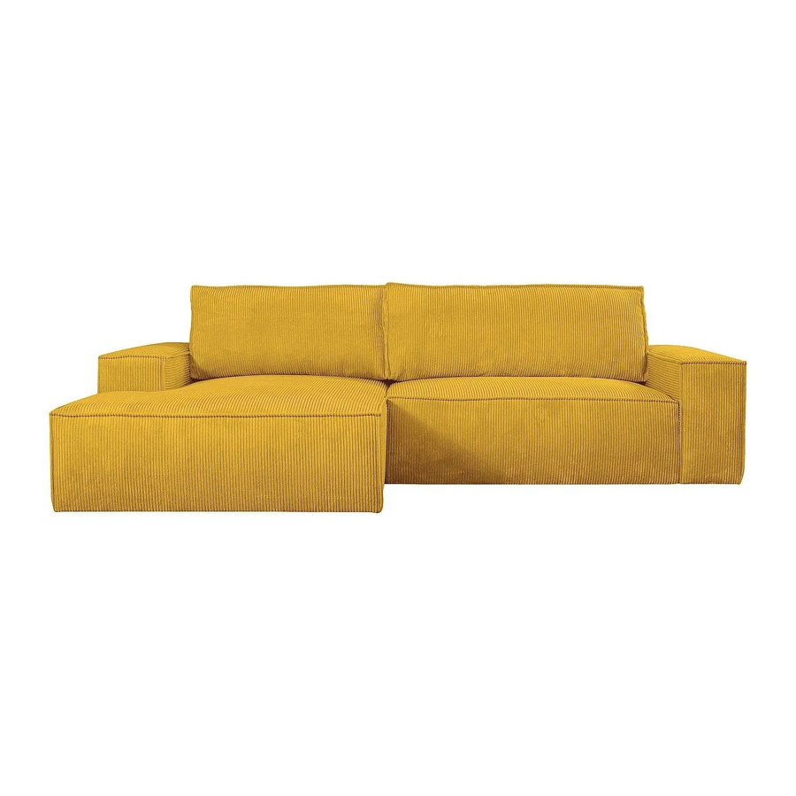 Vente-unique Schlafsofa Amelia in Gelb mit Cord-Bezug und L-Form, Breite: 267 cm - Bild 2