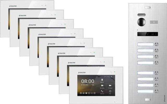Balter EVO-HD WLAN Video-Türsprechanlage für 8-Familienhäuser in Silber-Weiß mit Aluminiumgehäuse B/T/H: 400 x 300 x 0 cm - Bild 1