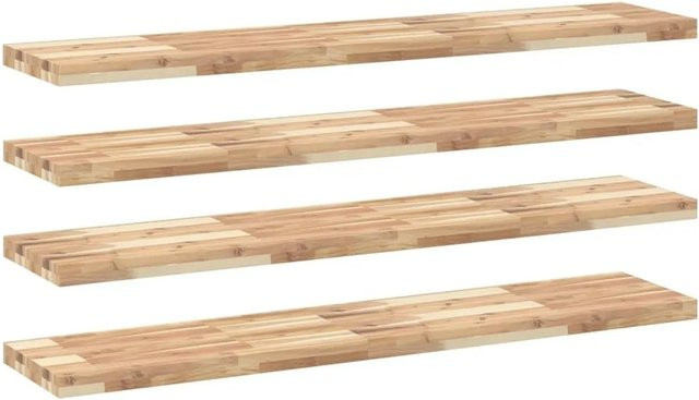 vidaXL Schweberegale Set 4 Stück aus Akazienholz Unbehandelt Braun B: 160 cm, T: 30 cm, H: 4 cm - Bild 1