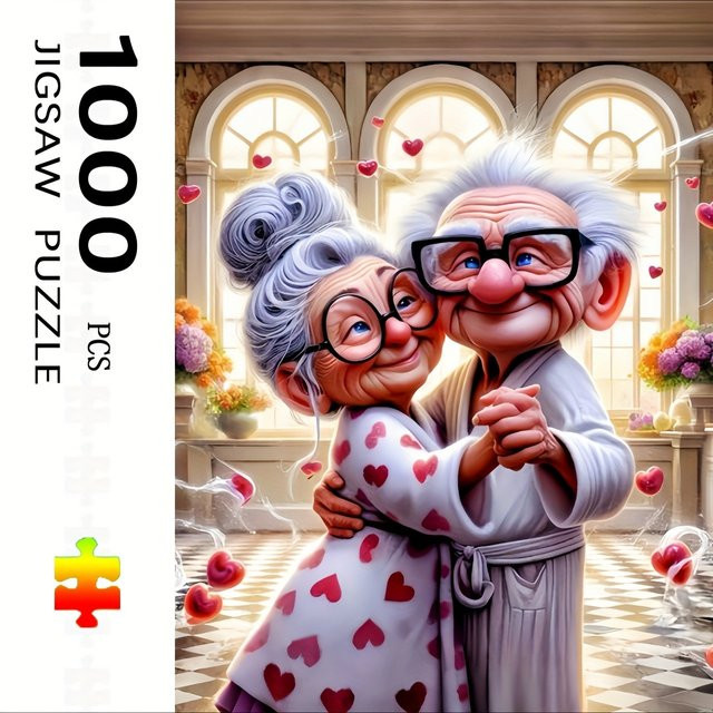 AZNM Großeltern Romantik Herzwärmung Szene Puzzle, 1.000 Teile - Bild 1