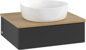 V&B Waschtischunterschrank Antao mit Frontstruktur in Eiche Honig Braun, B/T/H: 60 x 50 x 19 cm - Bild 1