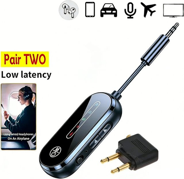 XIKCU 2-in-1 Bluetooth 5.4 Sender und Empfänger mit geringer Latenz und Dual-Verbindung, 3,5 mm Klinken-Adapter in Schwarz - Bild 1