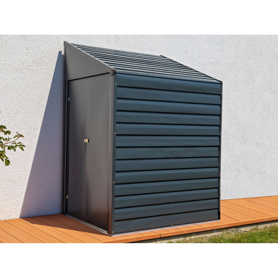 Spacemaker Metall-Gerätehaus Anlehnhaus Grau B/T/H: 204 x 128 x 208 cm - Bild 5