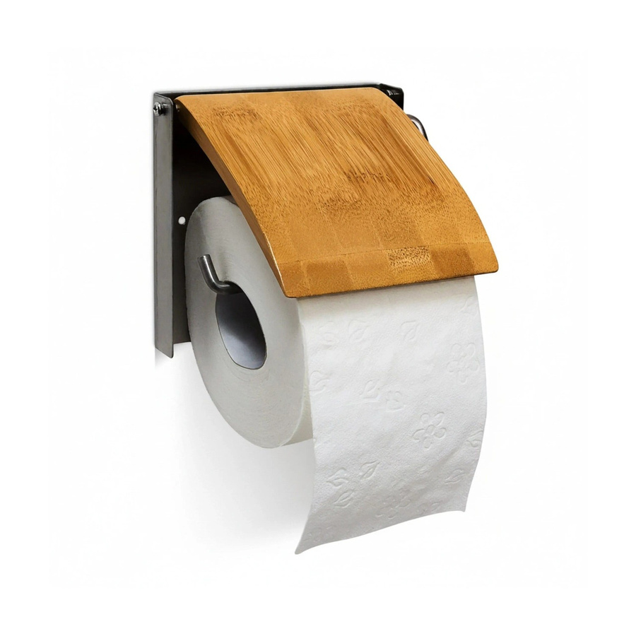 Relaxdays Toilettenpapierhalter aus Bambus und Edelstahl für 1 Rolle, B/T/H: 13,5 x 13,5 x 14,5 cm - Bild 2