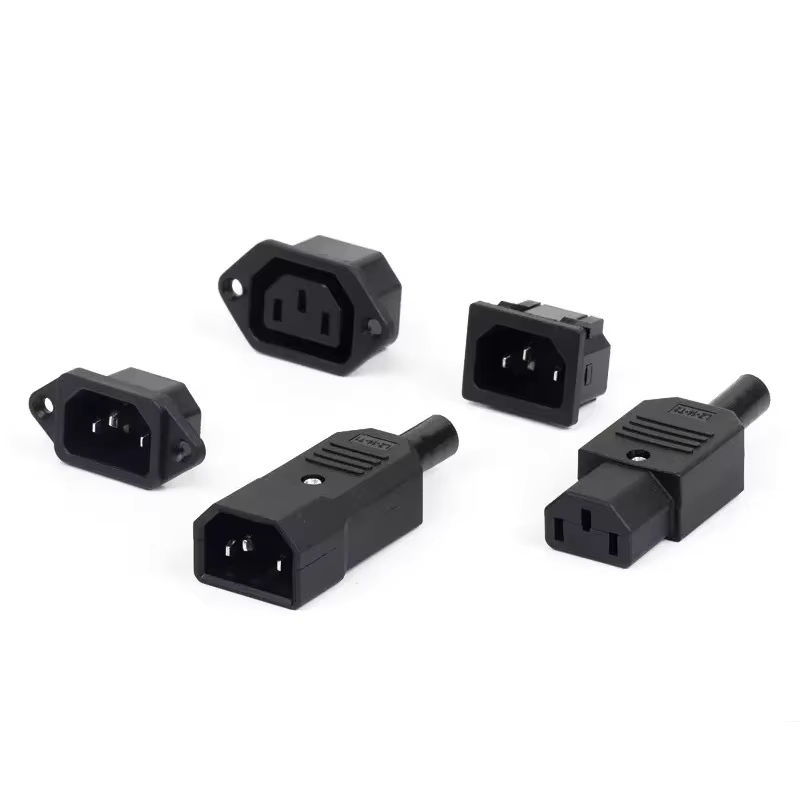 C13 C14 Steckdose für Computermontage, 3-polig, IEC320, mit LED-Wippschalter, Messing, 10 A, 250 V, Schwarz mit USB-C Anschluss - Bild 2