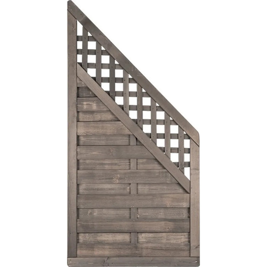 T & J Eck-Zaunelement Lamellenzaun Bartek-Serie aus Kiefern- und Fichtenholz, Grau lasiert, B: 90 cm, H: 180 cm - Bild 2