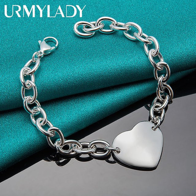 URMYLADY Armband, Herz-Anhänger, 925 Silber, Damen - Bild 1
