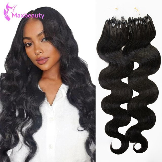 mayfive Micro Link Haarverlängerung Echthaar, Body Wave, 50g - Bild 1