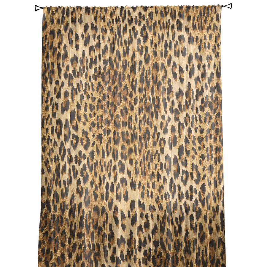 Transparente Leopard Vorhänge aus Tüll, Voile und Organza für Wohnzimmer und Küche, Wildtiere Motiv, B: 135 cm, H: 115 cm - Bild 2