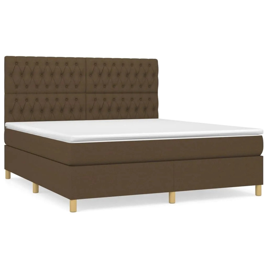 vidaXL Boxspringbett mit Matratze Dunkelbraun Hybrid-Design mit Taschenfederkern B/T: 180 x 200 cm - Bild 2