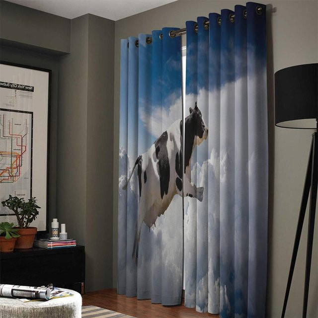 Super Six Einhorn Fenster Vorhang mit Grafik-Design, Blau, B: 135 cm, H: 60 cm - Bild 1