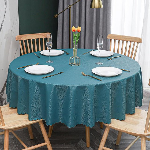 Runde Tischdecke Super Six mit floralem Muster in Blau, wasserabweisend und waschbar, Durchmesser: 140 cm - Bild 1