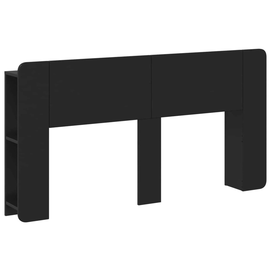 vidaXL Kopfteil mit integriertem Schrank und Ablagefläche in Schwarz aus Holzwerkstoff, B/H: 182,5 x 80,0 cm - Bild 2