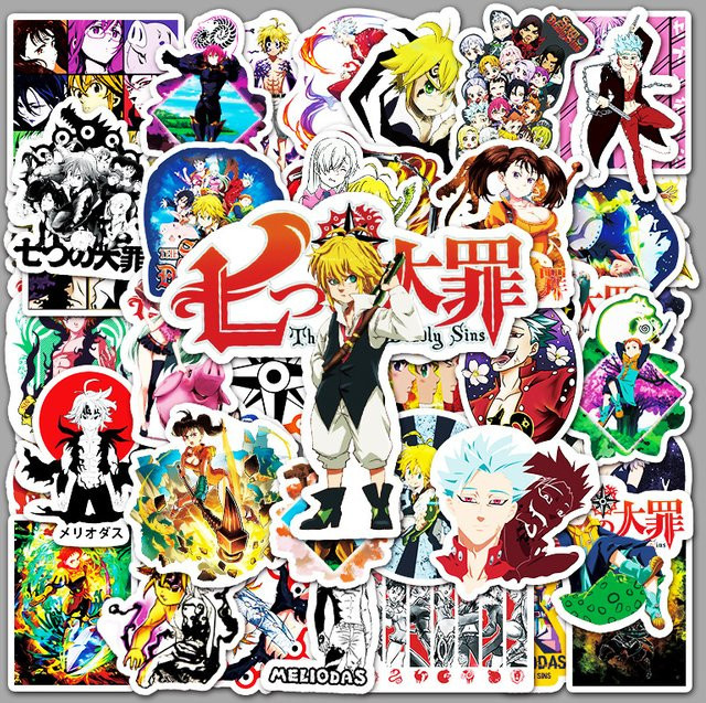 Bandai Cartoon Anime Graffiti Aufkleber Sieben Todsünden Multicolour für DIY Gitarre Telefon Skateboard und Wasserbecher - Bild 1