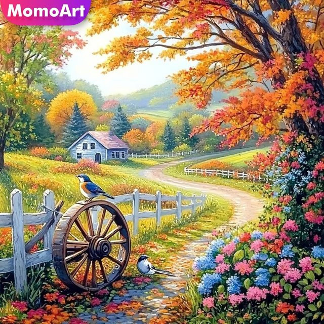 Momoart Diamant-Mosaik DIY Straßenlandschaft Country House in Multicolour mit runden Diamanten - Bild 1