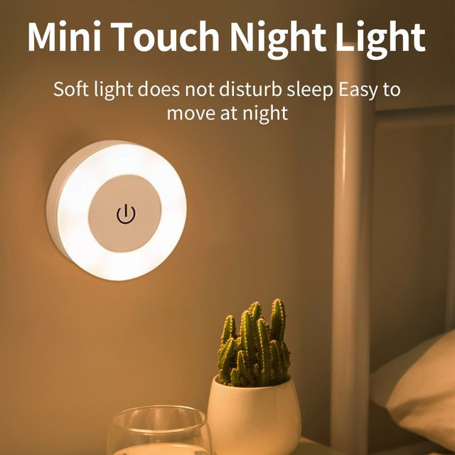GGBEE Runde LED-Wandleuchte in Weiß, Wiederaufladbare Magnetische Nachtlampe mit Touch-Schalter und Dimmfunktion für Schlafzimmer und Schrank - Bild 1
