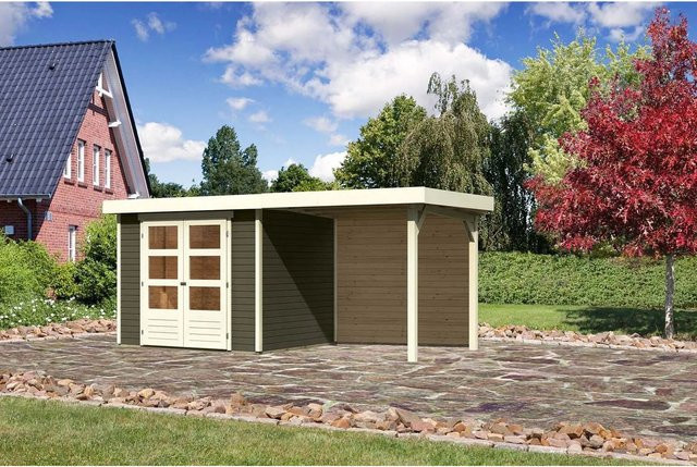 Karibu Holz-Gartenhaus Boras mit Flachdach in Terragrau, B: 238 cm, T: 213 cm, H: 211 cm - Bild 1