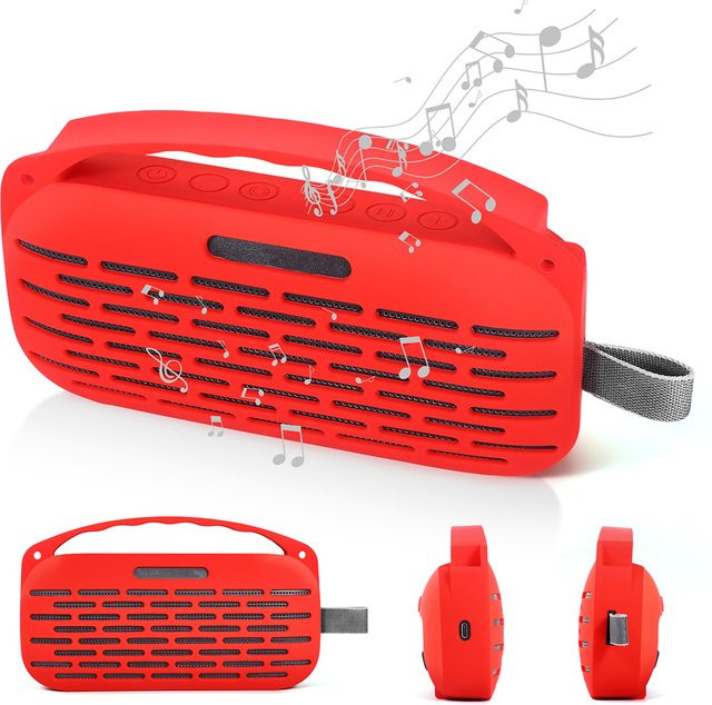 VODOOL Silikon-Schutzhülle mit Griff und Schultergurt für Bose SoundLink Flex 2. Generation in Schwarz oder Rot - Bild 1