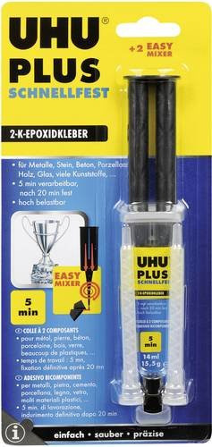 UHU Plus Schnellfest Zwei-Komponentenkleber Epoxidharz transparent 15,5 g - Bild 1