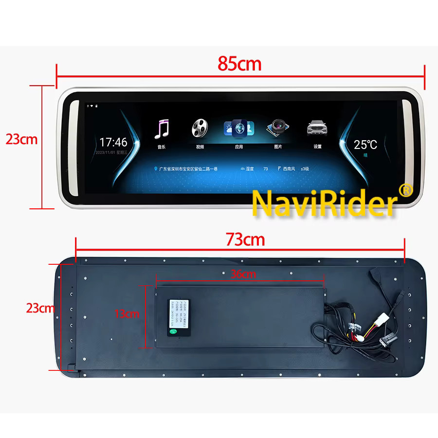 NAVIRIDER 29 Zoll Android Touchscreen Rückfahrkamera-Display als Auto-Dachmonitor und HUD-Display in Schwarz für Toyota Hiace und Mercedes-Benz V-Klasse - Bild 5