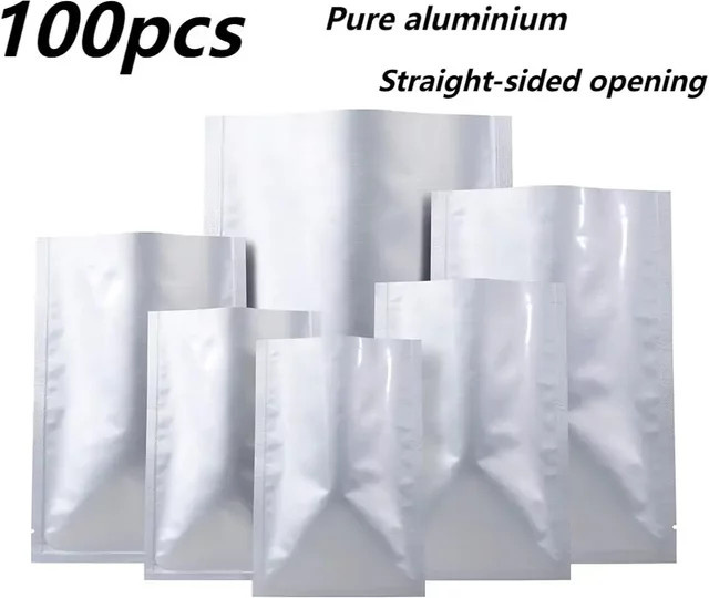 100 Stück Aluminium-Folienbeutel zur Selbstversiegelung, silberne Feuchtigkeitsschutz-Verpackung für Tee, Kaffee, Bohnen und Süßigkeiten - Bild 1