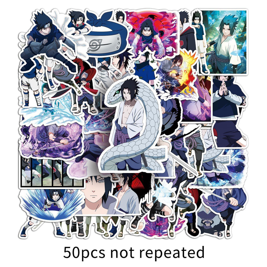 50 Uchiha Sasuke Cartoon Aufkleber im Naruto Design für Mobile und Koffer, Mehrfarbig - Bild 3