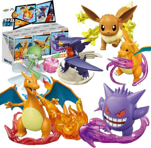 Keeppley Pokemon Kampf!, Baustein Spielzeug, Dragonite Garchomp Gardevoir Charizard Gengar Eevee, Action Montage Modell - Bild 1