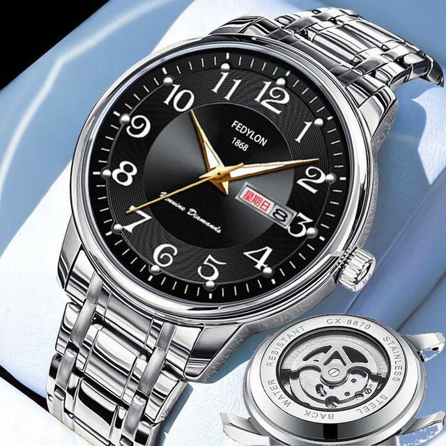 YIRAN Jewelry Digitaluhr, Quarz, Edelstahl, Schwarz, Herren - Bild 1