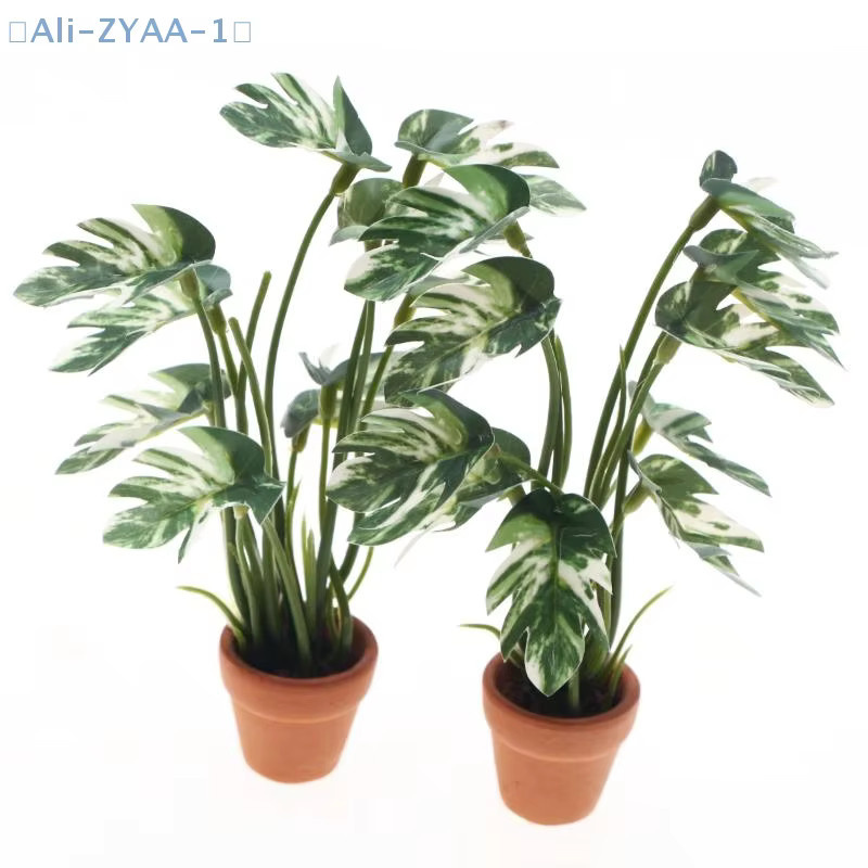 JETTING Monstera Miniatur-Pflanze in grünem Keramiktopf für Puppenhaus und Mikrolandschaft 1/12 Maßstab - Bild 3