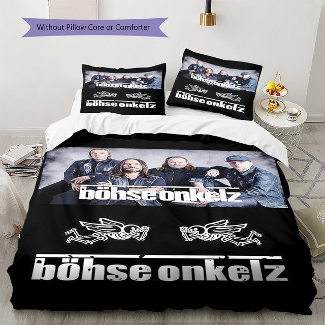 Bettwäsche Set Böhse Onkelz mit Bettbezug und 3 Kissenbezügen, Farbe Schwarz, B/H: 135 x 200 cm - Bild 1