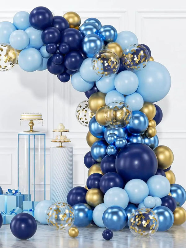 152-teiliges Latex-Ballon-Set in Blau und Gold für deine Geburtstags-, Hochzeits- oder Valentinstags-Dekoration - Bild 6