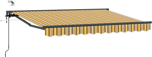 vidaXL Elektrische Ausziehbare Markise mit Semi-Cassette in Gelb Grau Anthrazit, Breite: 250 cm, Tiefe: 200 cm - Bild 1
