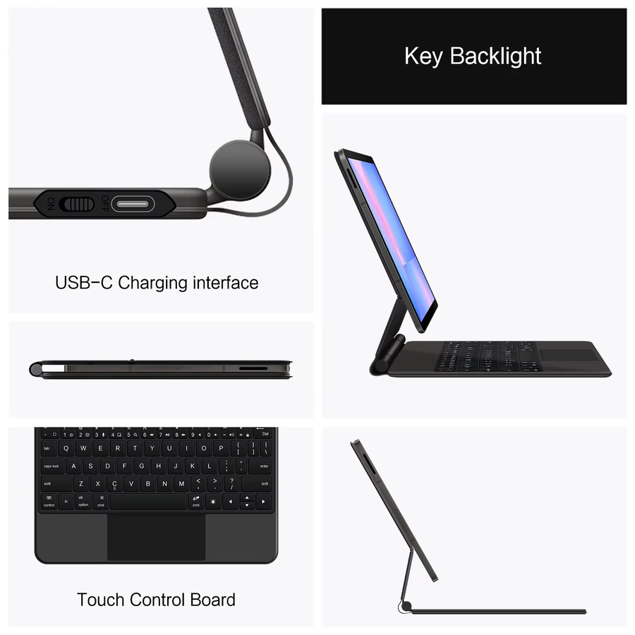 Samsung Smart Cover Folio Tastatur Hülle für Galaxy Tab S10 FE 10,9 Zoll, Tab S7 S8 S9 FE 11 Zoll und S10 Lite in Schwarz oder Weiß - Bild 4