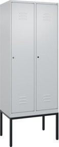 C+P Spind Classic PLUS Garderobenschrank aus Stahl mit 2 Abteilen, Grau/Schwarz, H x B x T: 212 x 80 x 50 cm - Bild 1