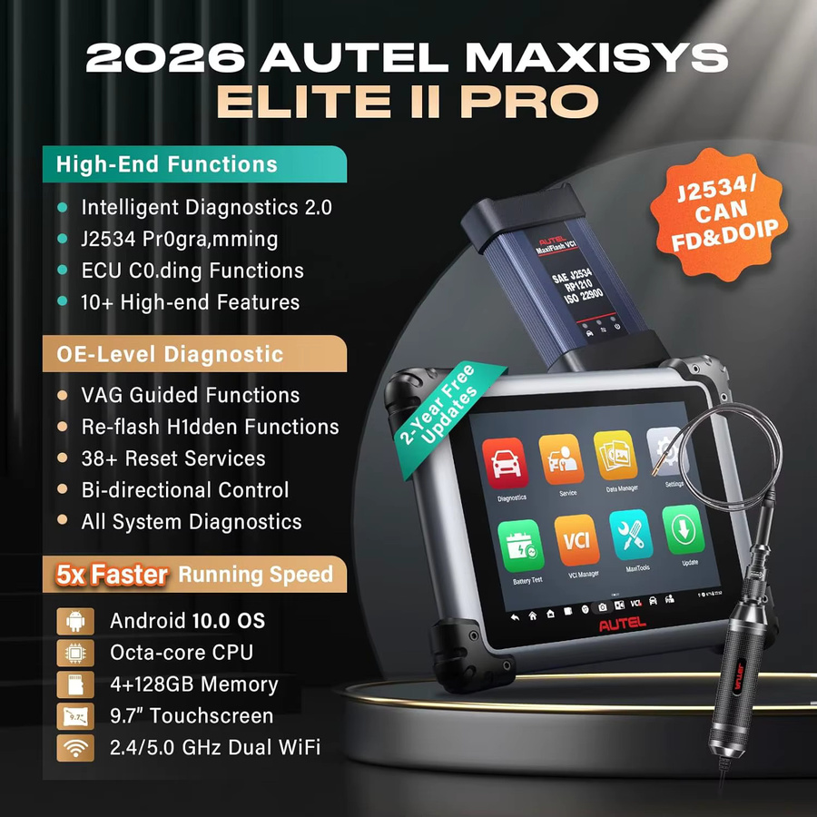 Autel MaxiSys Elite II Pro Diagnosegerät mit J2534 ECU-Reprogrammierung in Schwarz - Bild 2