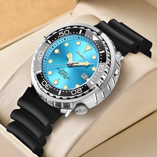 FOXBOX Armbanduhr, Quarz, Edelstahl, Blau, Silber, Herren, 46 mm - Bild 1