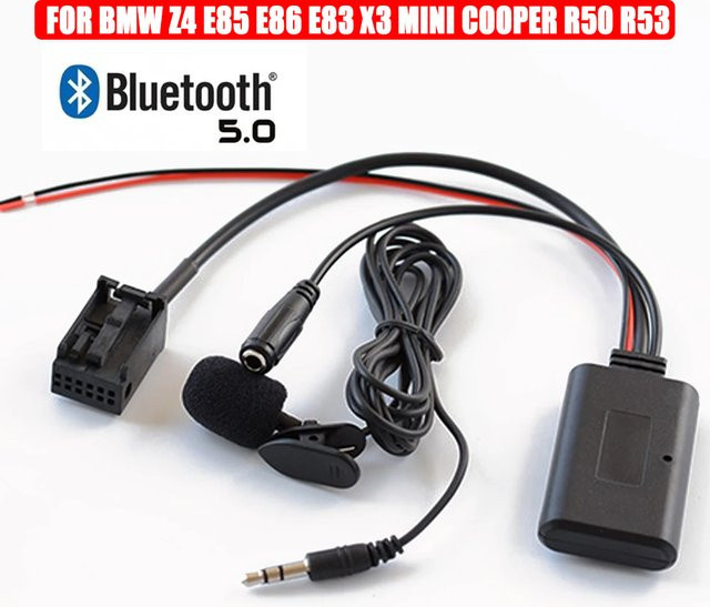 Bluetooth Wireless Adapter für BMW Z4 E85 E86 E83 X3 und Mini Cooper R50 R53 zur Musikübertragung via AUX IN, Schwarz - Bild 1