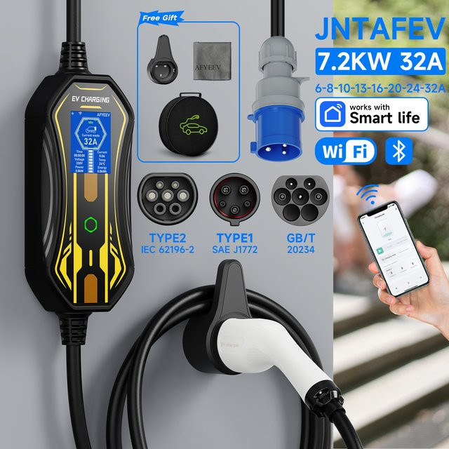 JNTAFEV EV-Ladegerät Typ 2 32 A 7,2 kW mit WIFI APP-Steuerung für Elektrofahrzeuge - Bild 1