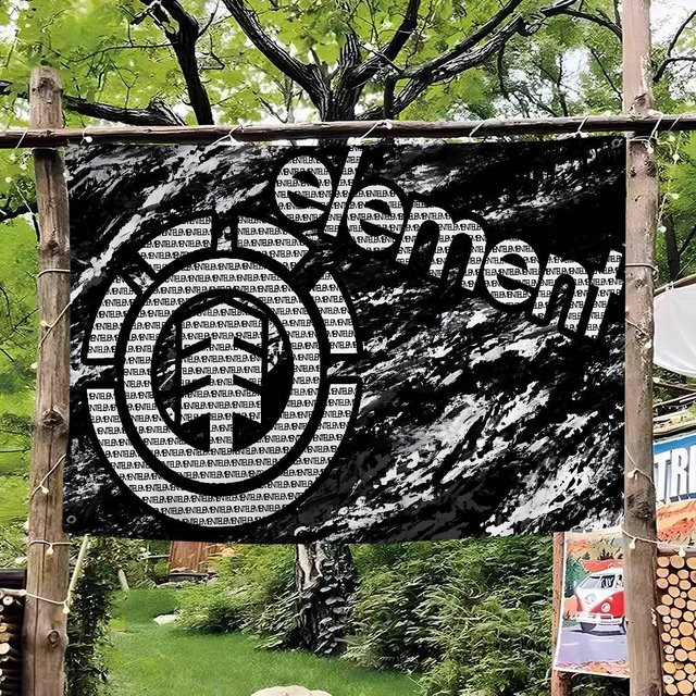 E-Element Skateboard Logo Banner Schwarz als dekorative Textil-Flagge für Outdoor-Partys - Bild 1
