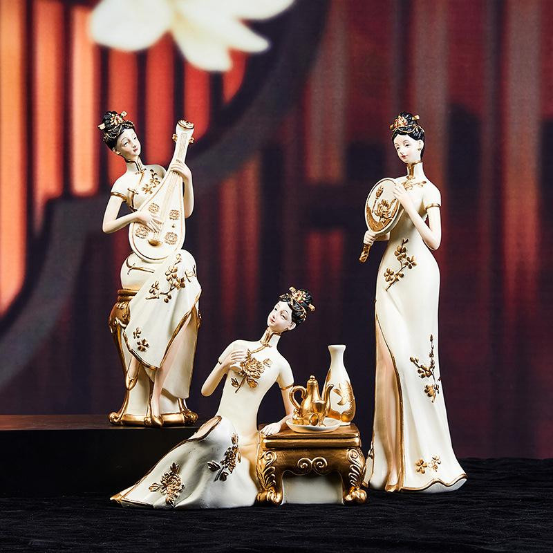 Yiran Furniture Kunstdekoration im Neuen Chinesischen Stil für Wohnzimmer und Eingangsbereich, Grün, Höhe: 18,0 cm, Breite: 13,0 cm, Tiefe: 13,0 cm - Bild 1