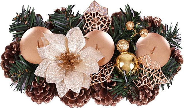 GoolRC Weihnachts-Kerzenständer für Tealights als Tischdekoration in Gold, Rot und Grün - Bild 1
